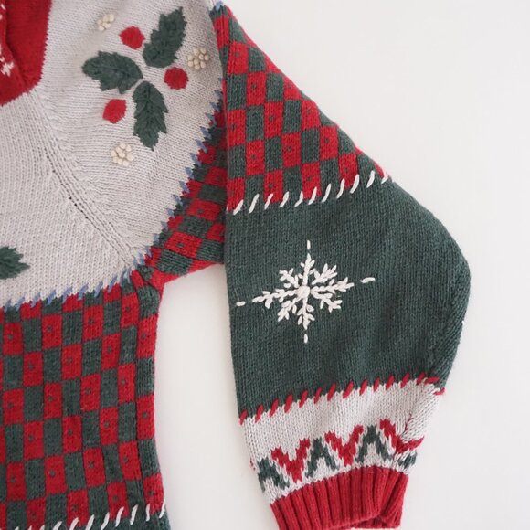 Vintage Cherokee Patchwork Christmas Cardigan Festive Holiday Embroidered 1X - Picture 3 of 10